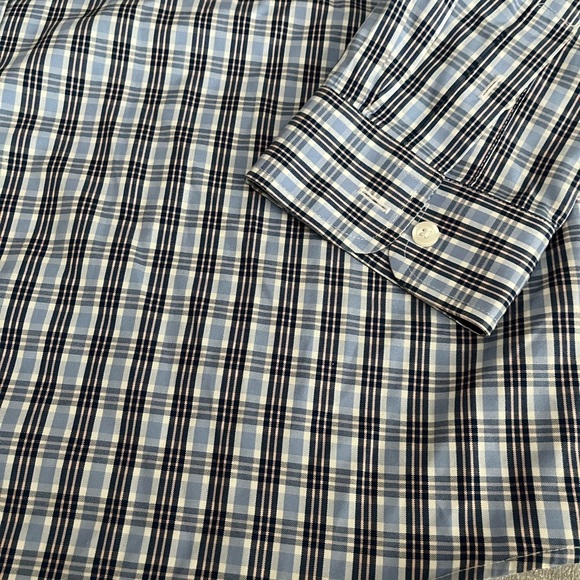 [XL] L.L. Bean Blue and White Casual Button Up Plaid Cotton Dress Shirt - Picture 2 of 8